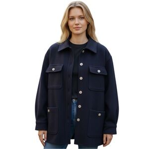 Herman Geist Women Large 100% Wool Jacket Dark Purple – Classic Winter Coat